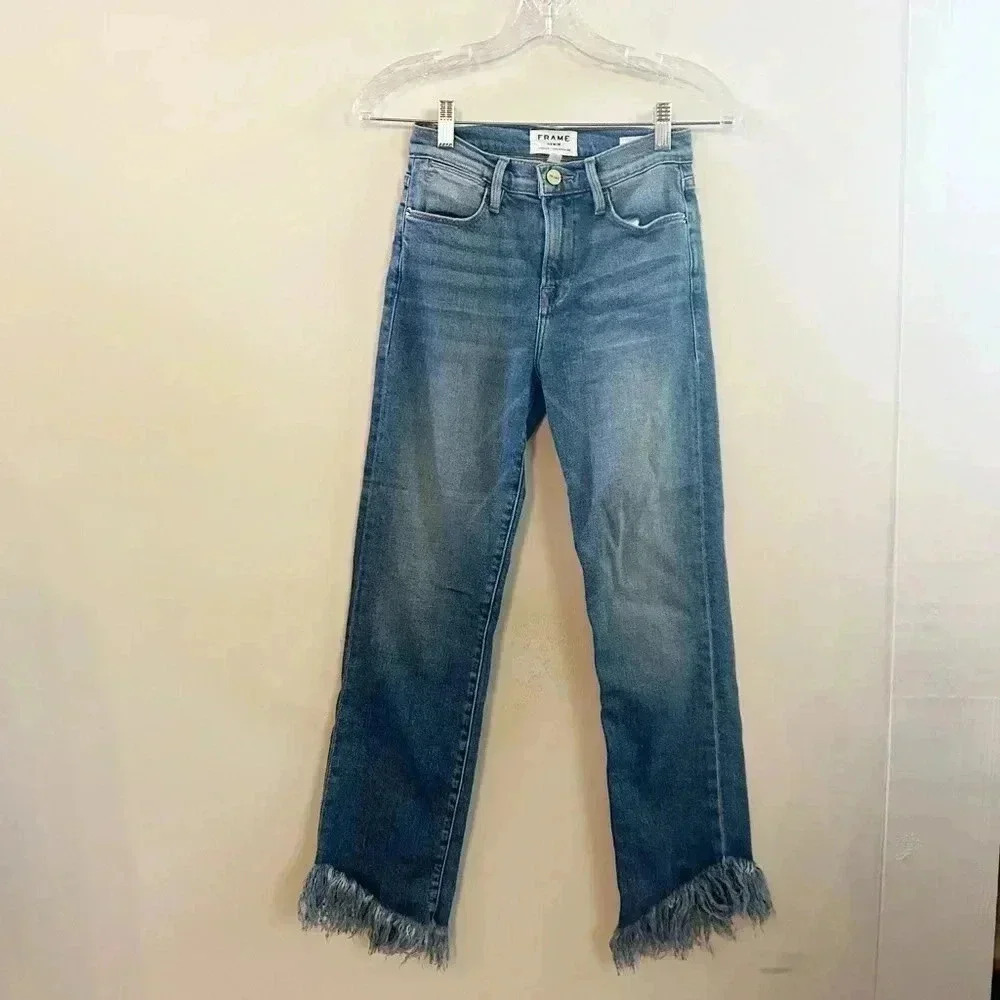 Frame distressed hem le high straight jeans‎ 24